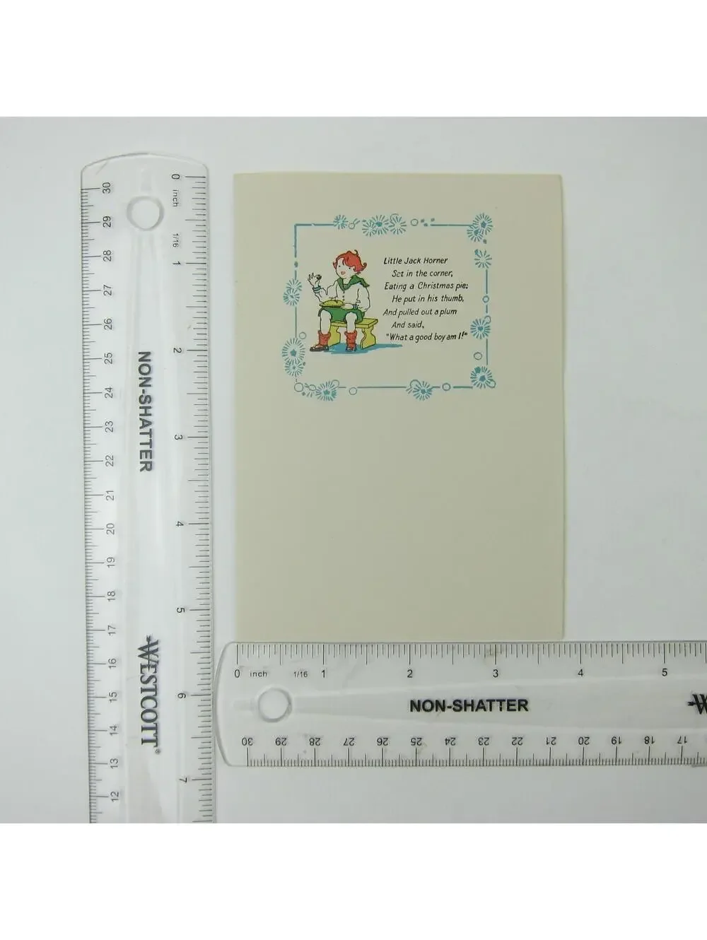 Antique Christmas Card Jack Horner Nursery Rhyme Red Head Boy Sailor Suit Bifold